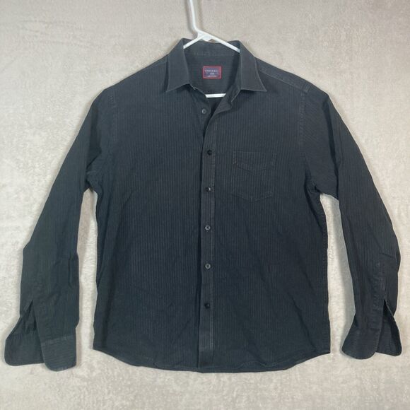 Untuckit Mens Button Down Shirt Large Slim Fit Black Striped‎ Long Sleeve - Picture 1 of 5